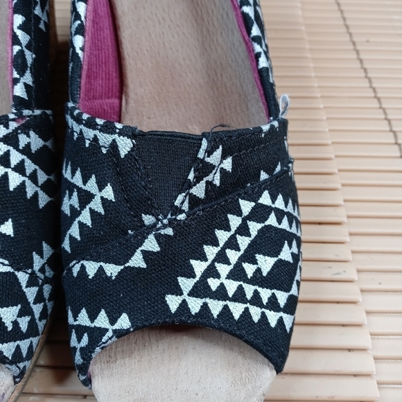 Toms women's cork wedge 3" heel open toe fabric sa - Picture 3 of 10